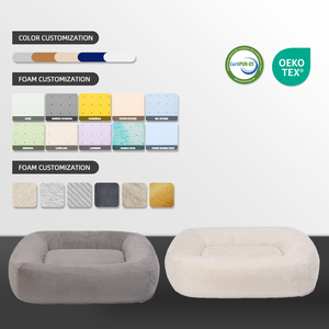 Cama para Perros y Gatos de Espuma Viscoelástica de Lujo, Diseño OEM/ODM, Ortopédica, con Peluche Sintético, Cojín Personalizado Extraíble, Antideslizante - Product Image 3