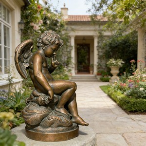 Escultura de Arte en Cobre para Jardín Exterior, Estatua Religiosa de Niño y Niña, Fundición Elegante para Decoración de Paisajes - Product Image 6