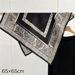 Custom Printed 12mm Silk Mulberry Head Square Satin Scarves 65x65cm Printed Paisley Design Scarves Silk Bandana For Men