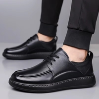 Nouvelles Mocassins Formelles d'Affaires pour Hommes, Design Italien, en Cuir Véritable, à Lacets, Bout Rond, Soutien de la Voûte Plantaire, Antidérapantes, Tendance Mode