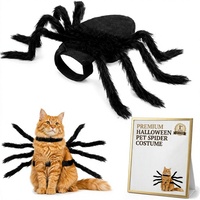Costume d'Halloween pour animaux de compagnie : Araignée réaliste avec 8 pattes en fourrure, col ajustable, design de dessin animé, en feutre doux de 3 mm pour chat et chien