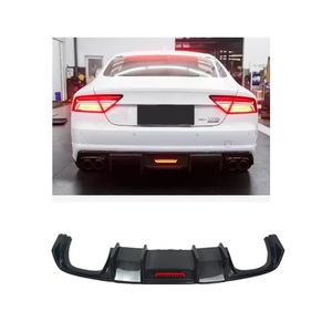 Diffuseur de pare-chocs arrière en Fiber de carbone véritable de Style A7 S7 <span class=keywords><strong>KB</strong></span> avec Led pour Audi A7 S7 C7 <span class=keywords><strong>2009</strong></span> 2010 2011 2012 2013 2014 2015 - Product Image 1