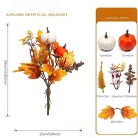 Bouquet de fleurs artificielles fait main en soie pour l'automne, roses et citrouilles, arrangement floral de table pour la décoration de la maison de Thanksgiving