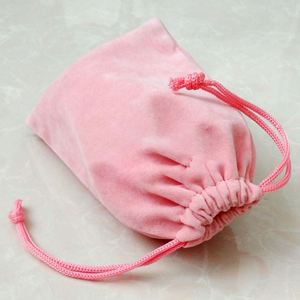 ถุงกำมะหยี่สีชมพูแบบมีเชือกสองเส้น สกรีนโลโก้ได้ สำหรับใส่เครื่องประดับ กระเป๋าใบเล็ก - Product Image 6