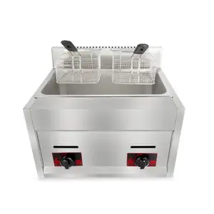 6L + 6L Dubbele Tank Tafel Top Gas Friteuse Keuken Apparatuur Dual Tank Lpg/Ng Friteuse