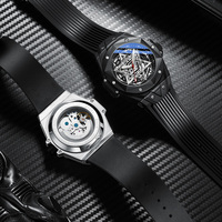 Reloj Automático de Diseño para Hombre, Mecánico, Impermeable, Esqueleto Transparente, Casual, Deportivo