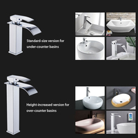Robinet de lavabo cascade moderne en acier inoxydable SUS 304, mitigeur carré pour lavabo, finition chrome miroir, pour lavabo sur pied, idéal pour hôtels