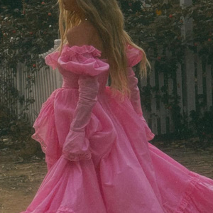 Vestido Midi <span class=keywords><strong>de</strong></span> Gasa Ligero, Estilo Princesa, Color Rosa, para Mujer, Diseño Personalizado, Fabricación OEM, Ideal para Fiestas - Product Image 1