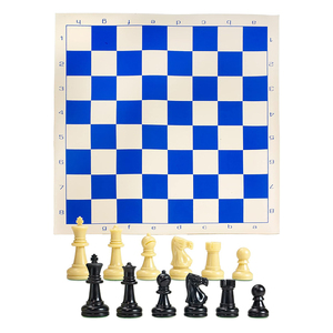 Juegos DE <span class=keywords><strong>MESA</strong></span> DE VIAJE Vinilo <span class=keywords><strong>azul</strong></span> Viaje Roll Up Ajedrez Mat y piezas de ajedrez Set Torneo Piezas de ajedrez - Product Image 1