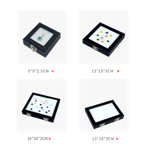 공장에서 만든 고급 후크 루프 클로저 보석 용 디스플레이 칸이있는 블랙 스퀘어 PU 가죽 보석 상자 - Product Image 6