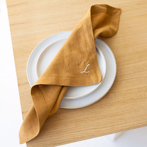 Serviette de table carrée en <span class=keywords><strong>lin</strong></span> 100% lavé à la pierre, personnalisée avec un logo brodé simple, pour restaurant, hôtel - Product Image 3