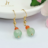 Pendientes de piedra natural de cobre chapado en oro Pendientes de gota de jade verde de piedra preciosa Pendientes de piedra de Aventurina de joyería
