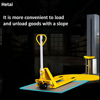 Machine d'emballage de palettes sur pente HETAI PLC avec rampe pour l'emballage de produits chimiques et de marchandises - Machine industrielle à film étirable