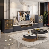 Meubles de salon en vente flash, style nordique moderne de luxe, prix bas, ensemble de meuble TV et table basse noirs