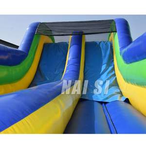 Parcours d'obstacles gonflable géant avec double toboggan et <span class=keywords><strong>grande</strong></span> piscine à balles, toboggan gonflable commercial en PVC tout-en-un, parcours d'assaut - Product Image 6