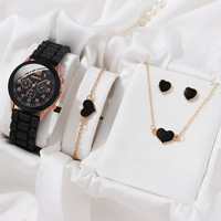 Ensemble de bijoux papillon pour femme, 5 pièces, comprenant une montre à quartz 9 mm, un collier, des boucles d'oreilles, un bracelet et une bague, idéal pour la vente en gros.