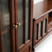 Conjunto de Muebles Minimalistas de Madera para TV con Armarios de Almacenamiento Altos y Bajos, Mueble de TV Tradicional con Armario Lateral para Sala de Estar