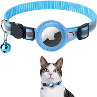 Grosir Logo kustom kerah kucing Tag udara reflektif mewah kerah hewan peliharaan pelacak GPS antihilang lucu dapat disesuaikan