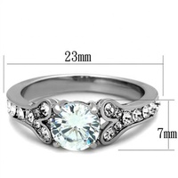 Yiwu Aceon proposition en acier inoxydable véritable haute clarté nouveaux bijoux de mariage Double coeur bande griffe ensemble Center grande bague en diamant