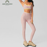 ARCHNANO Ensemble de sport 2 pièces pour femme – Soutien-gorge de sport double couche mignon et tenue de gym imprimée à pois – Idéal pour le fitness, le yoga et le Pilates