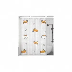 Set Curtains Bathroom Sets And Bath Rug Transparent Fish Ring C-Type Waterproof Tassel Shower Curtain