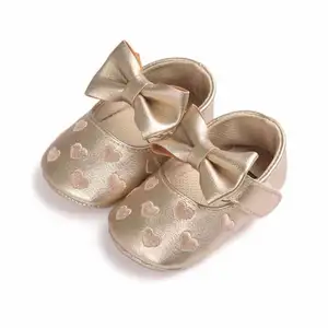 T1113 Baby Prinzessin Kleid Schuhe Sweet Bow Infant Pre walker Weiche Sohle Pu Baby Girls Schuhe