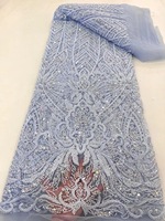 LS503 Tissu de luxe haut de gamme en dentelle française perlée Tissu de broderie à paillettes pour robe de mariée Robe de soirée