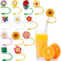 Embouts de paille à boire personnalisés 6-10mm mignon couvercle de paille fleur en silicone capuchon paille Topper couverture accessoires pour tasse