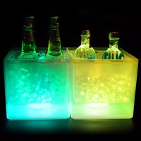 Multi Colors LED Light Seau à glace Vin Champagne Seau à boisson Bière Glacière Bar Party Double Wall 3.5L