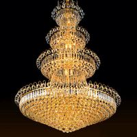 Lustre moderne de luxe traditionnel en cristal doré pour hall d'hôtel, villa, duplex, salon, luminaires suspendus élégants pour