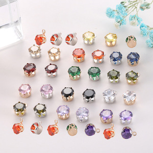 Colgante de circonita sintética solitaria con engaste de garra de 8 mm, accesorios para hacer joyas DIY, uso diario unisex, origen Yiwu - Product Image 1