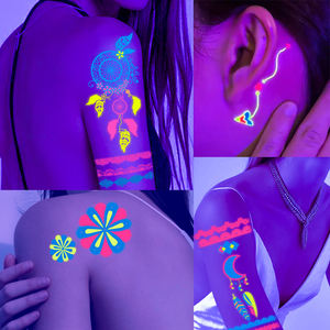 Pegatina fluorescente Luminoso Tatuajes temporales Pegatinas UV Resplandor Fluorescente <span class=keywords><strong>Toro</strong></span> <span class=keywords><strong>Tatuaje</strong></span> Impermeable para calcomanías <span class=keywords><strong>de</strong></span> arte corporal - Product Image 3