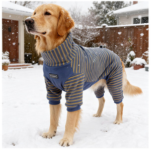Pyjama d'hiver pour animaux de compagnie, combinaison épaisse à col haut et extensible, vêtements pour chiens à quatre pattes pour grands chiens - Product Image 1