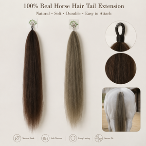 Extensions de queue de cheval naturelles durables en crin véritable, toucher réel, pour spectacles de rodéo et de <span class=keywords><strong>plaisir</strong></span> équestre, couleur et taille personnalisables, fixation sécurisée en tissu - Product Image 4