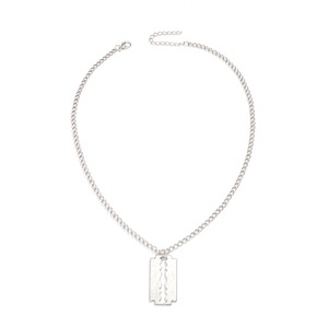 Collier lame en alliage de zinc argenté, pendentif unisexe, accessoire de style hip-hop, bijoux chaîne - Product Image 5