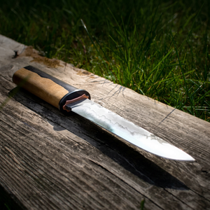Couteau à lame pointue avec manche en bois, lame en acier au carbone, couteau de chasse à bord droit, couverts de survie en plein air - Product Image 1