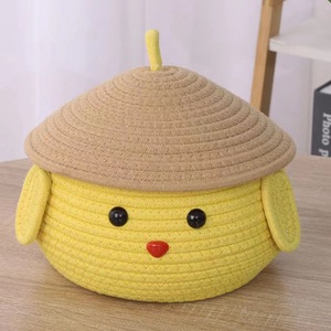 Pompompurin Cartoon Storage Basket With Lid Round Fabric Organizer For Snacks Cosmetics Desktop Use - Product Image 1