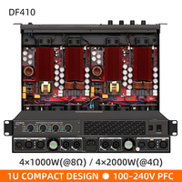 Amplificateur de puissance numérique professionnel DF410 1U, 4 canaux, 1000W à 8Ω, 2000W à 4Ω, avec PFC et prise en charge de la tension universelle