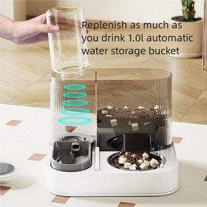 Pemberi makan hewan peliharaan otomatis, mangkuk minum anjing <span class=keywords><strong>2</strong></span> in 1 tahan air dengan pola polos untuk Stainless Steel 2L - Product Image 4