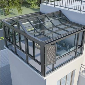 حديقة شتوية من الألومنيوم كونسيرفاتوري فيلا ومواسم خارجية 4 شرفة سقف مائل حديث فاخر لمنزل الشرفة - Product Image 6