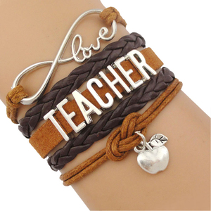 Bracelet en cuir « Infinity Love Teach » du fabricant, charme tendance pour les enseignants et les assistants d'enseignants, cadeau pour la fête des enseignants - Product Image 2