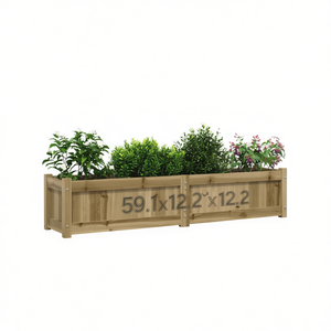 Jardinière en bois de pin D0100H5C3WX 59.1x12.2x12.2, pot à fleurs rustique imprégné pour usage extérieur - Product Image 1
