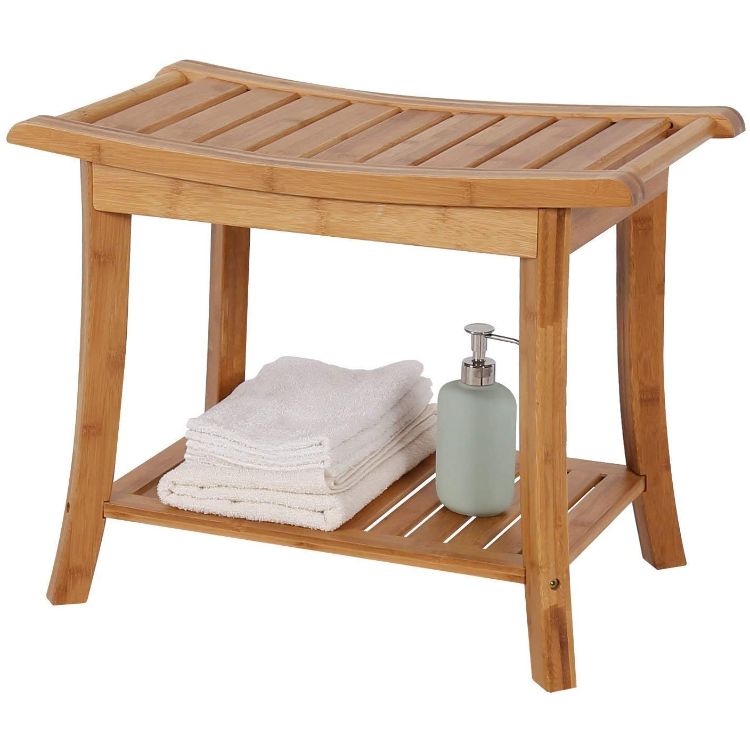 Shower / Bath Room / Pool Bench With Shelf Teak Wood