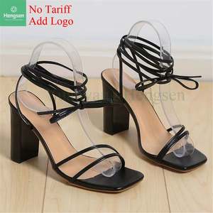 <strong>Roman</strong> Fashion Women's Shoes Sandals Plus Size Square Toe Lace-Up Popular Thick-Sole - Product Image 5