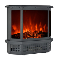 Cheminée électrique de table portable à 3 côtés avec flamme décorative de 22 pouces, petite, noire