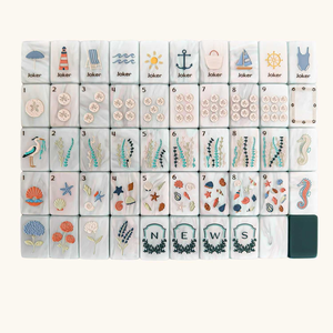 Set di Mahjong Americano di Lusso Personalizzato con Disegni a Mano di Coralli, Stelle Marine e Eroni, 160 Pezzi in Acrilico a 3 Strati - Product Image 3
