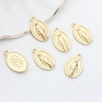 Pendentif ovale en alliage de zinc avec figurine de Jésus et de la Vierge, pour bijoux faits main, accessoires de pendentif électroplaqué