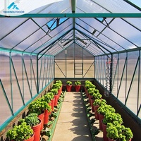 Kit de serre extérieure spacieuse en aluminium avec verre trempé et ventilation pour légumes et fleurs
