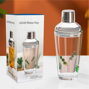 Shaker à cocktails en verre en gros avec bouchon en acier inoxydable, shaker mélangeur en verre sodalime de 500 ml pour bar et restaurant - Product Image 2