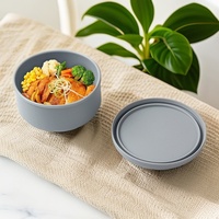 Boîte à bento japonaise ronde en silicone à un seul niveau avec couvercle hermétique, compatible micro-ondes et conservation des aliments frais, pour usage familial